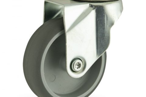Galvanisé roulette pivotante 150mm  pour chariots,roue de caoutchouc thermoplastique couleur gris,roulement à billes.Monté en trou central